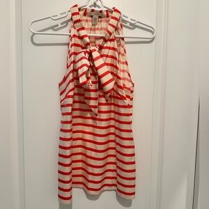 J. Crew Stripe tie neck top
